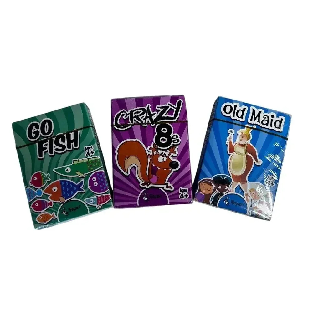 Regal Card Games, Old Maid, Crazy 8s, Go Fish New Sealed Kids Children 4+